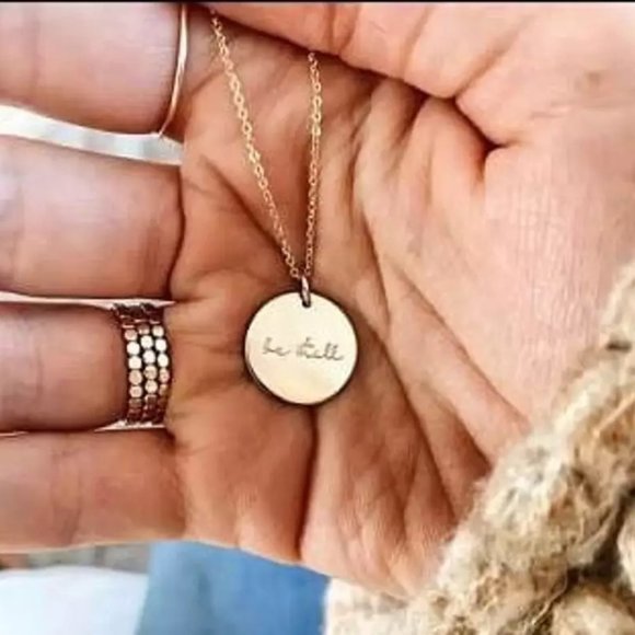 18k Gold "Be Still" Round Necklace - Picture 4 of 11